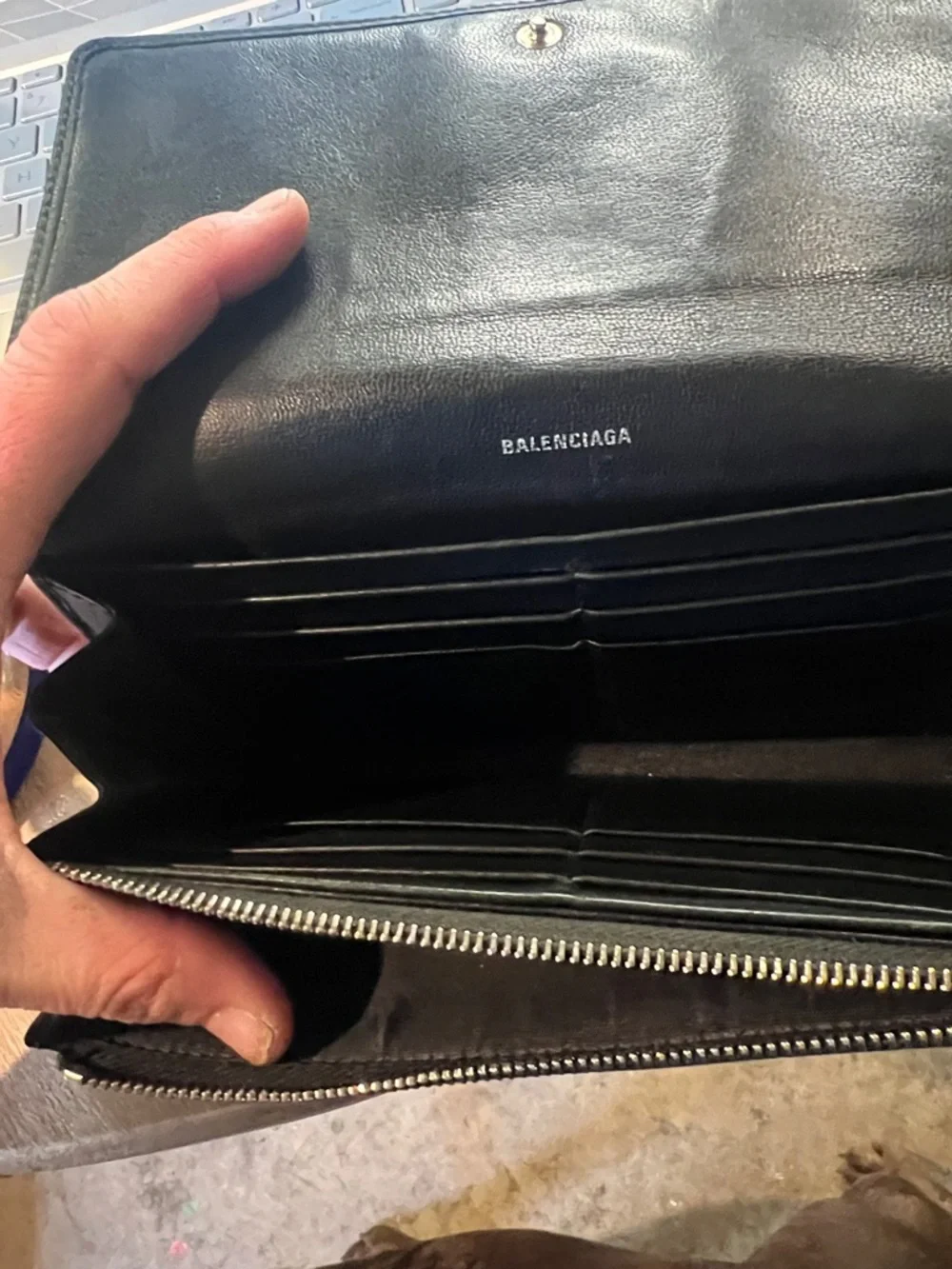 Balenciaga Black Leather Continental Wallet